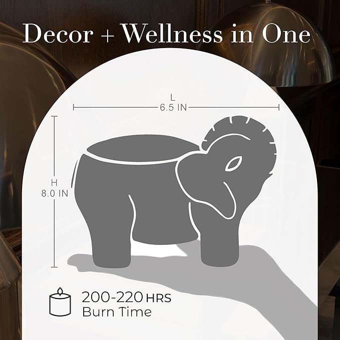 Luxury Elephant Scented Candle – Large 28oz Jar with Soy Wax Blend & 2 Cotton Wicks – Long Burn Time 180-240 Hours – Fall Candles, Fall Scented Candles, Soy Candle for Home & Holiday Décor (White)