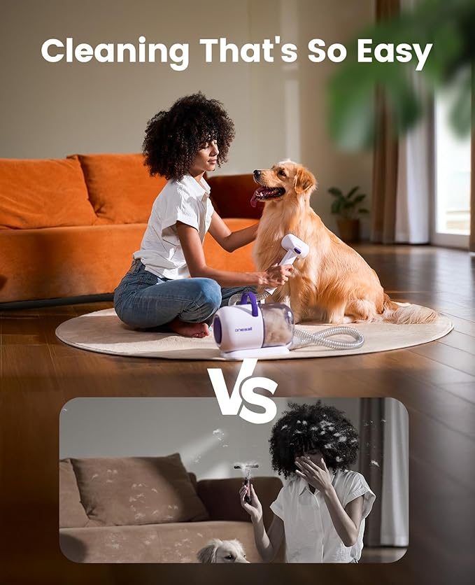 oneisall Dog Grooming Vacuum Kits: 15000Pa Shedding Brush with Grooming Tools, 3 Suction Low Noise, Pet Grooming Vacuum for Thick and Undercoat, 1.5L Dust Cup Dog Hair Vacuum, Home Cleaning, LM5
