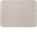 MicoYang Silicone Dish Drying Mat for Multiple Usage,Easy clean,Eco-friendly,Heat-resistant Silicone Mat for Kitchen Counter or Sink,Refrigerator or drawer liner Tapioca L 16 inches x 12 inches