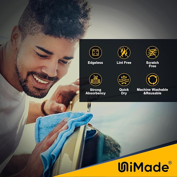 UNIMADE Shop Towels Rags, 150 Pack Reusable Shop Rags Bulk Microfiber Cleaning Cloth Lint Free Cleaning Towels for Car Kitchen Automotive Bar Mechanic Restaurant Garage, 11.5"x 11.5", Blue