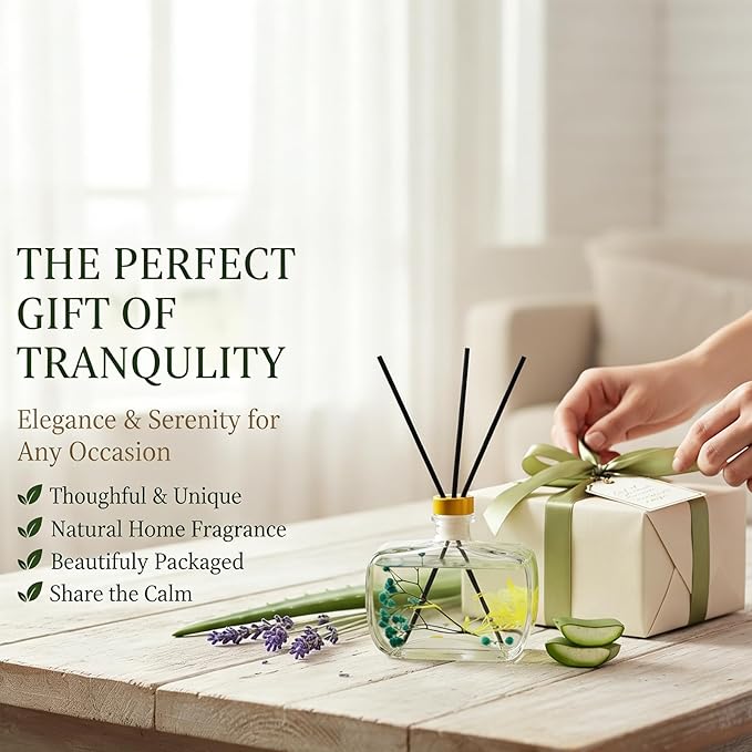 Reed Diffuser, Lavender Scented No Flame Air Freshener for Home, 100ml Long-Lasting Essential Oil Diffuser with Natural Reed Sticks Lemon, Safe for Bedroom, Office, Bathroom