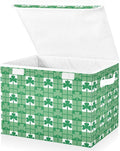 St. Patrick's Day Baskets Collapsible Storage Bins with Lids, St. Patrick's Day Green Shamrocks with Plaid Storage Boxes Clothes Baskets for Organizing