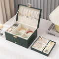 Jewelry Organizer Box, Jewelry Box Organizers for Women Girls, 3 Layers Large Leather Necklace Storage Case for Earring, Rings, Necklaces, Bracelets, Big and Small Jewellery, Watch, Gift (DeepGreen)