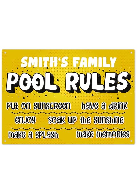 Custom Pool Sign, Pool Rules Put On Sunscreen For Pool Décor Sign, 10x14 Inches, Rust Free .040 Aluminum, Fade Resistant, Made in USA by Sigo Signs