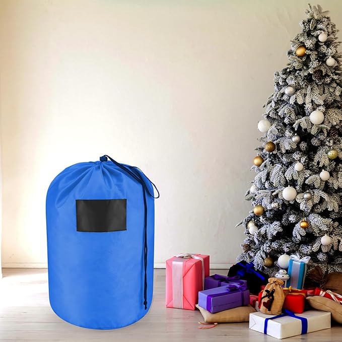 3 Pcs 21 x 12 Inch Christmas Inflatable Decorations Storage Bag with Drawstring Waterproof Christmas Storage Containers for Holiday Xmas Ornaments Accessories Gift Organizer (Blue)