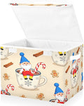 Christmas Cute Gnome Mug Storage Bins with Lids Foldable Storage Basket with Handles Collapsible Large Fabric Organizer Containers for Clothes Shelves Closet Office Home