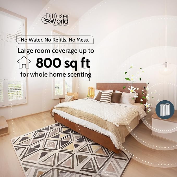 800 Sq Ft Waterless Diffuser for Essential Oils, Made in USA Aroma Infinity Silver Portable Aroma Atomizer for Room Fragrance, Home Scent Machine, Air Aromatherapy Oil Diffusers
