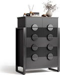 Fluted Dresser for Bedroom with 6 Drawers, 44.5" Tall Chest of Drawers with Raised H Legs and Curved Profile Design, Wood Closet Clothes Storage Organizer for Bedroom, Hallway, Black
