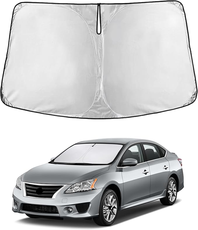 EcoNour Windshield Sunshade for Nissan Sentra 2007–2012 | Custom Fit Front Window Sun Shade | Blocks Harmful UV Rays & Reduces Heat | Foldable Sun Visor with Storage Pouch