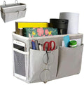 Bedside Caddy, Bedside Hanging Storage Organizer for College Dorm Bed, Bunk and Hospital Beds, Can be Placed Books, Phones,Keys, Glasses，Magazine Holder (Grey, 1)