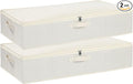YheenLf Under Bed Storage Containers, Storage Bins With Lids, Clothes Organizers With Sturdy Structure and Reinforced Handles, Beige, 2 Pack, 31.5 x 15.7 x 5.9 Inch