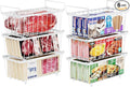 iSPECLE Chest Freezer Organizer Bins - Fits 7 Cu.Ft Deep Freezer, 6 Pack Stackable Wire Baskets(14.7" Length), Heavy Duty Coated Freezer Organizer, Rust Resistant for Frozen Food Sorting, White