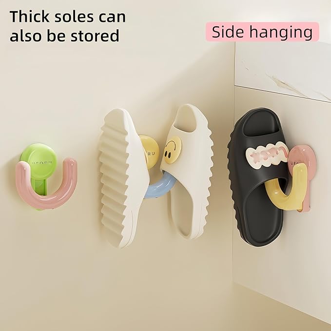 Suction Cup Shoe Organizer Wall Mount Vacuum Press Hook No Drill 5KG Load Bathroom Door Vertical Storage Space Saver (Pinkish-Black)