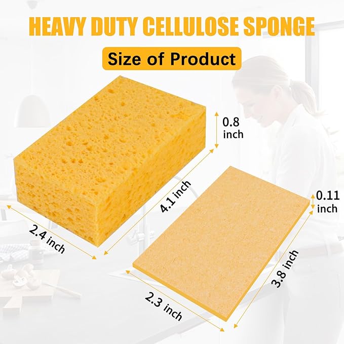 JOHOKAKITI Kitchen Sponges, 12-Count Cellulose Sponges, Durable Dish Sponge for Cleaning, Cleaning Scrub Colored Sponge, Multiple Use for Dishes Washing, Compressed Packaging