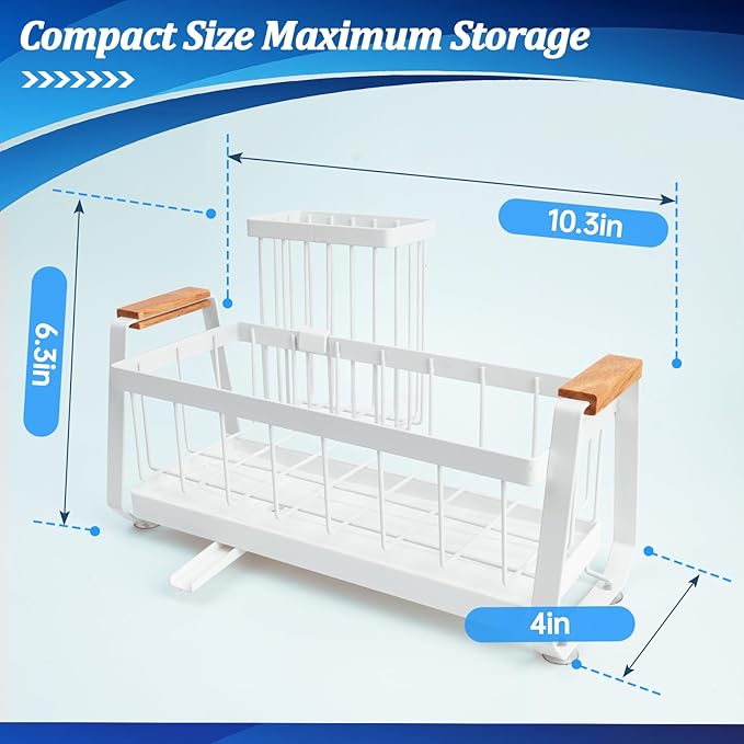Hobychild Kitchen Sponge Holder with Dish Brush Holder,Sink Caddy with Suction Cup，Stainless Steel Sink Box Dish Scrubber Holder，Soap Tray for Kitchen Countertop Accessories & Storage (White)