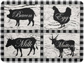 Farmhouse Animal Dish Drying Mat Buffalo Plaid Drainer Rack Mats Fast Dry Absorbent Kitchen Countertop Protector Dishes Pad 18x24 Inch