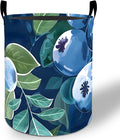 Blueberry Laundry Basket Hamper 19.7"x15.8", Fresh Blueberry Foldable Waterproof Oxford Clothes Storage Bucket for Room Bathroom Bedroom Nursery Decor, Toy Organizer Bins Gifts for Kids Boys Girls