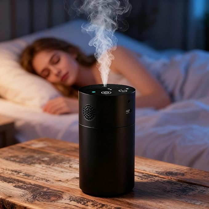 Smart AI Control Waterless Scent Diffuser Starter Kit - Alloy Atomization System, Rechargeable Hotel Scent Diffuser, 1500 Sq Ft Coverage, for Home, Large Room, Spa, Cream (Voice Control)