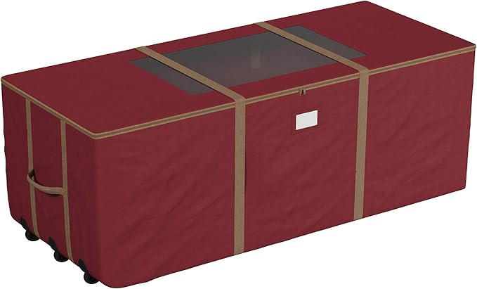 Rolling Christmas Tree Storage Bag - Heavy-Duty Storage Bags for 12FT Artificial Trees, Seasonal Décor, Packing, Moving, and More by Elf Stor (Red)