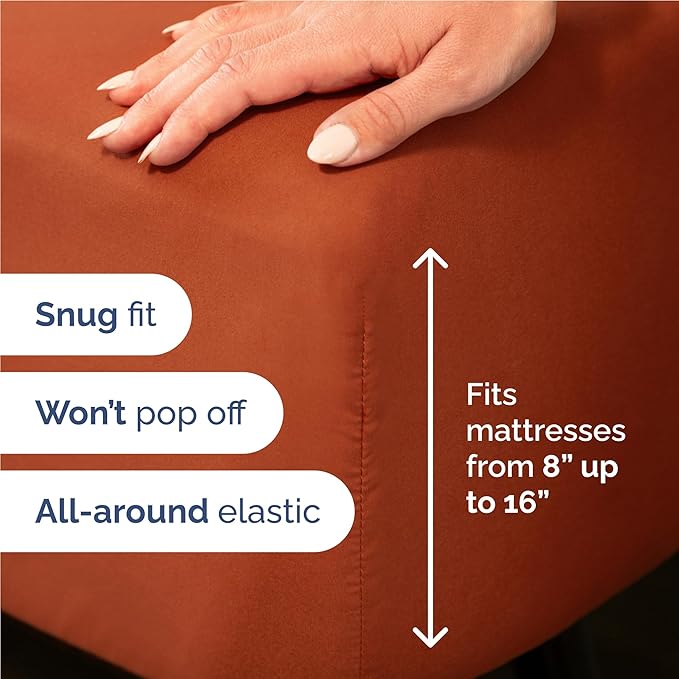 Twin XL 4 Piece Sheet Set - Comfy Breathable & Cooling - Ultra Soft Hotel Luxury Bedding Set w/ 8-16 Inch Deep Pockets - 1 Flat & 1 Fitted Sheet & 2 Pillowcases - Wrinkle Free & Easy Care - Terracotta