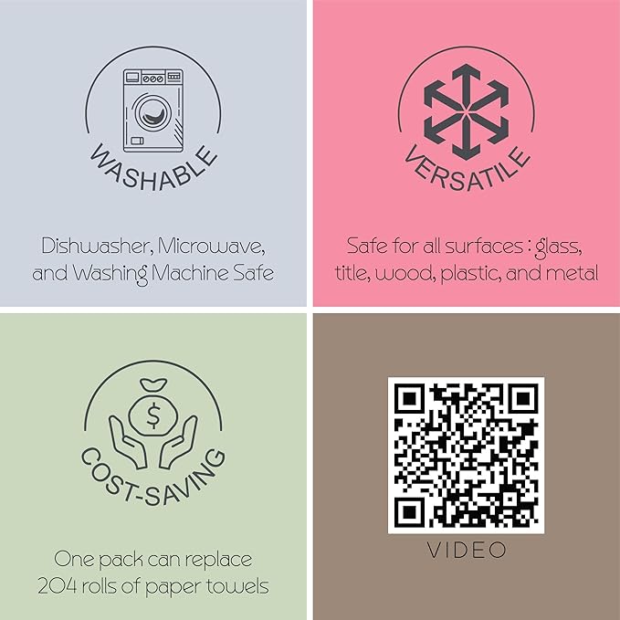 YAY NOVELTY Swedish Dishcloths - 12 Pack | Made in Germany | Ultra-Absorbent, Reusable Cellulose Sponge Cloths for Kitchen | No-Odor, Eco-Friendly Cleaning Wipes | Water-Based Ink | Leaves