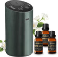 Waterless Essential Oil Diffuser Starter Kit with 3 x 20mL Essential Oil, Rechargeable Scent Diffuser for Home Car Bathroom, 3 Mist & 4 Timer, Portable Small Aromatherapy Diffuser Machine, DarkGreen