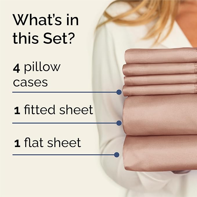 King 6 Piece Sheet Set - Comfy Breathable & Cooling - Ultra Soft Hotel Luxury Bedding Set with 8-16 Inch Deep Pockets - 1 Flat & 1 Fitted Sheet & 4 Pillowcases - Cozy, Wrinkle Free & Easy Care - Mauve