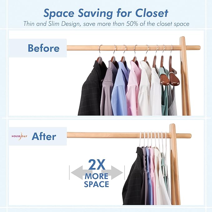 HOUSE DAY White Plastic Hangers 100 Pack, Plastic Clothes Hangers with Built-in Hooks, Durable and Strong Coat Hangers for Closet, Space Saving Clothing Hanger for Shirts, Coats, Skirt, Dress