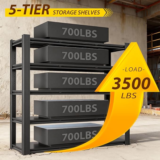 CXDMB Heavy Duty Storage Shelves Unit, Adjustable Metal Garage Shelving,3500LBS Garage Storage Industrial Shelves,Storage Racks,Steel Shelf Suitable for Shop,Warehouse,Basement