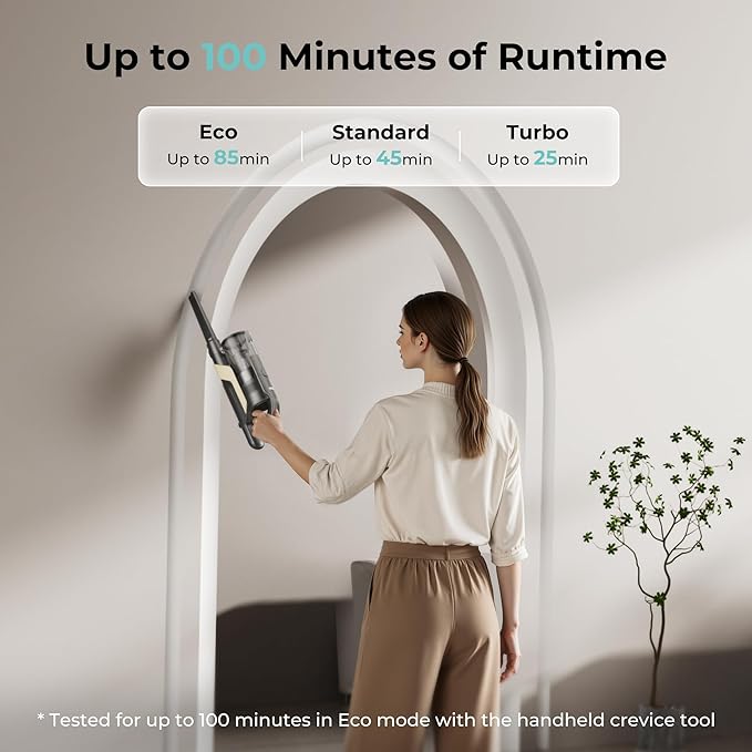 Candy Cordless Stick Vacuum Cleaner, 650W/320AW Powerful Suction, Up to 100min, Flexi-Fold Tube, SmartSense Tech, LED Headlights, Pet Hair Pickup, Pet & Crevice Tools, for Hard Floor & Carpet, CVS60