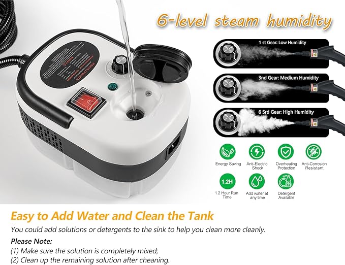 7 in 1 Steam Cleaner 2500W High Pressure Steamer for Cleaning, Car Steamer Handheld Steam Cleaner for Home Use, Hardwood Floor Steam Cleaner for Upholstery, Kitchen, Bathroom, Grout (Blue)