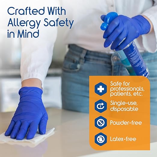 Inspire Black Nitrile Disposable Gloves | 4.5 Nitrile Safety Medical Exam Cooking Cleaning Disposable Black Gloves (Blue - Case of 1000, XL)