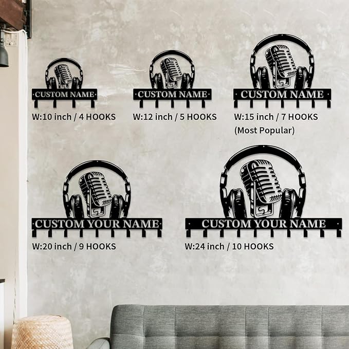 Personalized Custom Music Wall Hooks,Metal Music Room Art Clothes Hooks,Metal Music Wall Home Storage Decorative,For Front Door, Hallway, Kitchen, Bedroom,Keys,Hats (Style I)