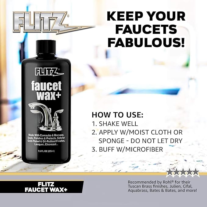 Flitz - PW 02685-3A-3PK Faucet Wax, Polish + Sealant Made with Exclusive Carnauba and Beeswax Formula That Leaves Behind No Residue or Scratches, Perfect for Door Hardware, Kitchen and Bathroom, 7.6 oz, 3 Pack