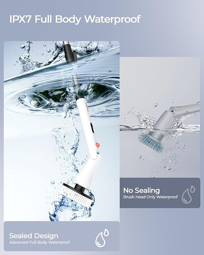 MayKing Electric Spin Scrubber with 9 Brush Heads, 3-Angle & 4-Length Adjustable Cordless Power Scrubber, 3-Speed & Battery LED Display, Electric Scrubber for Cleaning Bathroom Bathtub Floor Tiles