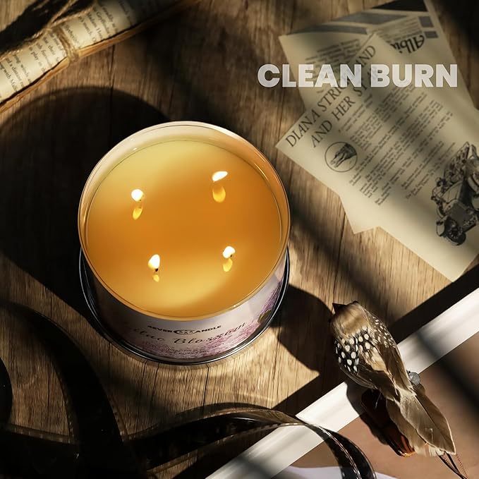 4EVER Scented Candles | 4-Wick 18oz Soy Wax Candle | Up to 50Hrs Clean Burn | Aromatherapy Candles for Home Scented | Gifts for Women & Mom, Lilac Blossom