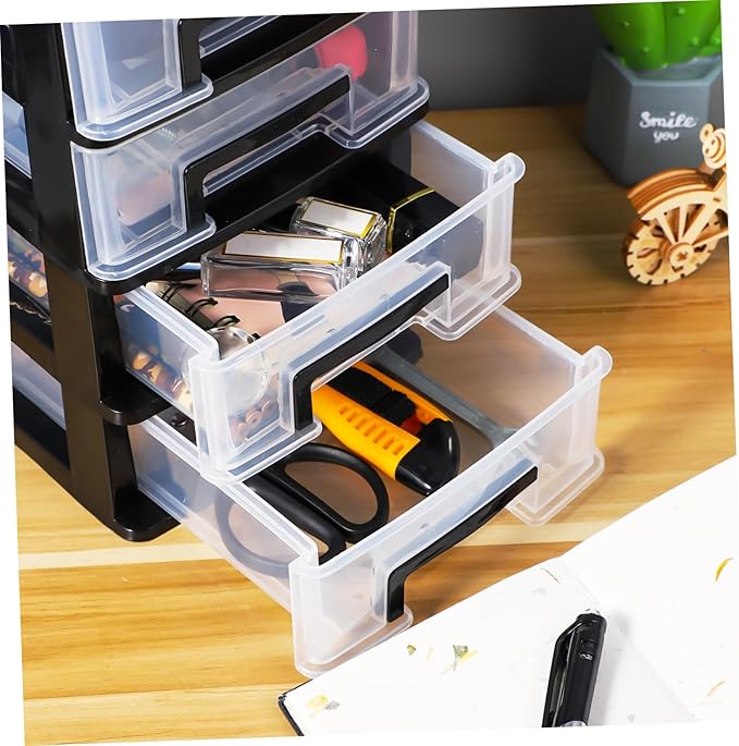 DOITOOL 4 Tier Plastic Drawer Type Closet Plastic Home Office Storage Organizer Makeup Organizer Storage Station Cubes Cosmetics Jewelry Box for Bathroom Dorm Desk Office