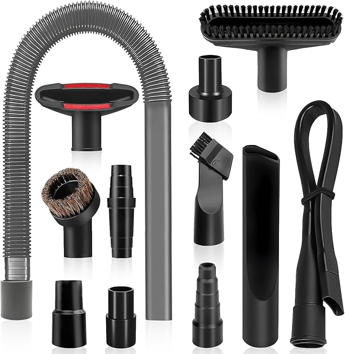 12-Piece 1 1/4 Inch (32mm) Vacuum Attachments Cleaning Kit With Dryer Lint Vac Attachment/Round Vacuum Brush/Flexible Crevice Tool