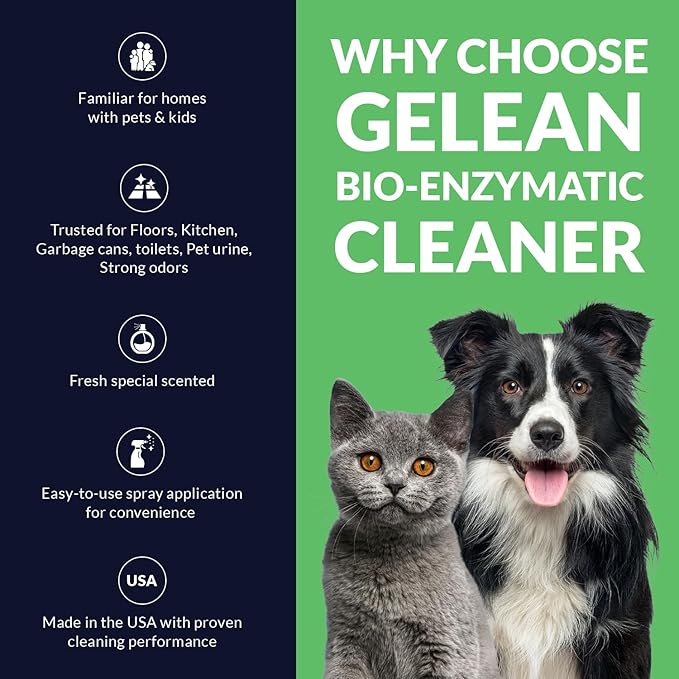 Strong Stain & Odor Eliminator - Cats & Dog Enzymatic Urine Destroyer -MADE IN USA- Fresh Scent Multi-Purpose Pet Stain Remover for Floors, Carpet, Bathrooms, Drains & Trash Deodorizer cleaner, 128oz