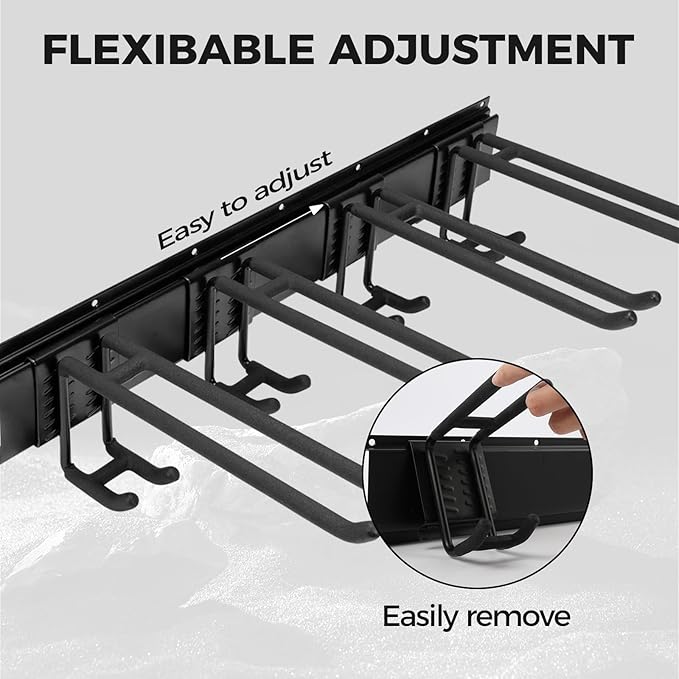 Tuwelvana Garage Tool Organizer 48in - Heavy Duty Wall Mount Tool Storage Rack Load 350lb Garage Organization for Mop Rake Broom Shovel Folding Chair