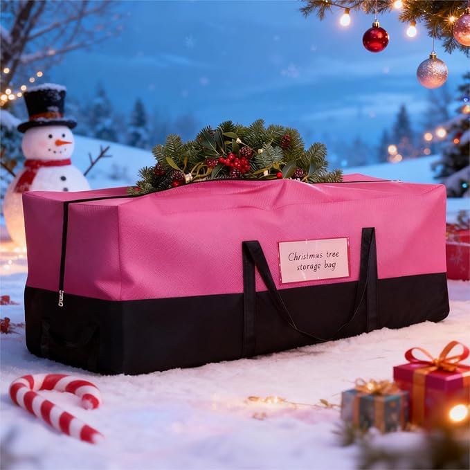 Christmas Tree Storage Bag, Fits Up 10 Ft Tall Artificial Trees, Heavy-Duty 600D Oxford Tree Bag with Reinforced Handles Zipper Clear Pocket, Storage Bags for Moving Items, Clothing, Outdoor, Bedding