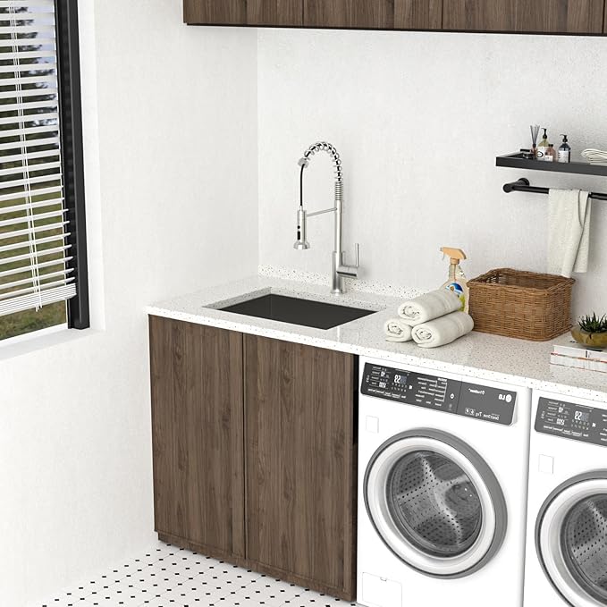 Lordear Undermount Laundry Sink 23" x 18" x 12" Single Bowl 16 Gauge Stainless Steel Deep Laundry Room Utility Kitchen Sinks Basin