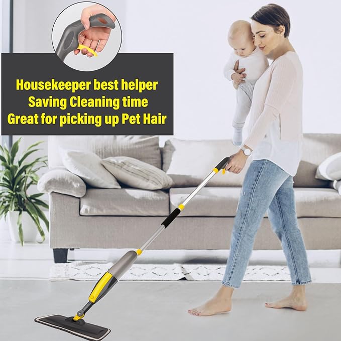 Mops for Floor Cleaning, Spray Mop with 400ml Refillable Bottle and 2 Replacement Pads Dry Wet Floor Household or Commercial Hardwood Laminate Tile Ceramic