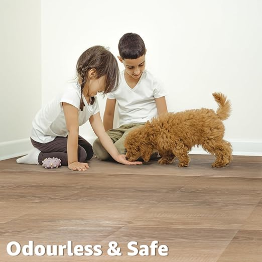 Art3d Peel and Stick Vinyl Floor Tiles 30-Pack 12 x 12 inch, Self Adhesive Waterproof Flooring Wood Planks for Kitchen, Dining Room, Bedrooms, Cover 30 Sq. Ft, Light Brown Ash