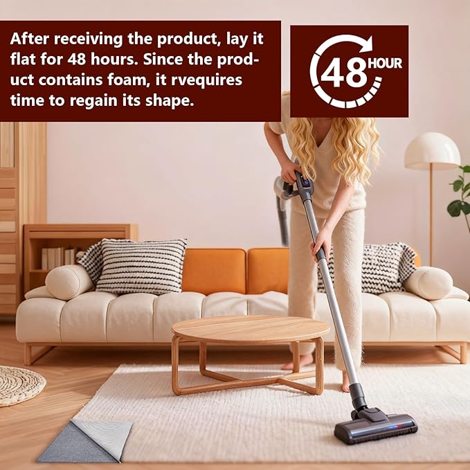 Non Slip Rug Pad Gripper, 3 x 5 Ft Extra Thick Foam Under Area Rug Carpet Pads for Any Hard Surface Floors, Keep Your Carpets Safe and in Place, Prevent Rug from Wrinkling or Buckling