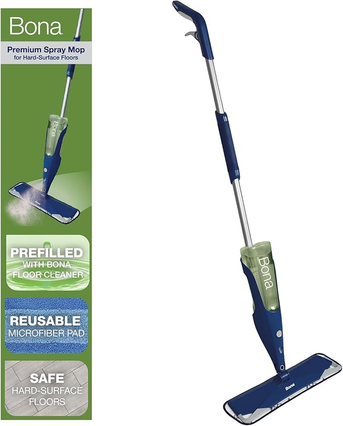 Bona Premium Motion Multi-Surface Floor Spray Mop - Includes Multi-Surface Floor Cleaning Solution and Machine Washable Microfiber Cleaning Pad - for Stone, Tile, Laminate, and Vinyl Floors
