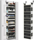 roomtalk Over The Door Hanging Organizer 6-Shelves and 12 Side Pockets, Over The Door Storage Organizer, Back of Door Organizers for Baby Accessories and Children's Toys (13"x5"x54", Black)