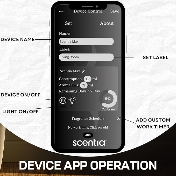 Scentia Hotel Scent Diffuser Starter Kit | Wireless & App Controlled Cold Air Essential Oil Diffuser for Home, Office Spa, Aromatherapy Diffuser | Covers 1500 Sq Ft | Gold | Hotel Oils Included