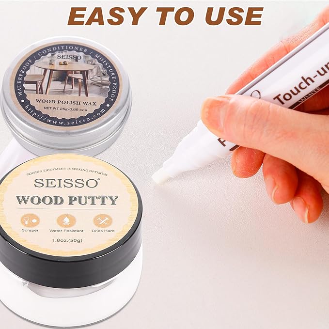 Furniture Touch Up Markers, 12 Colors New Upgrade Furniture Pens, Wood Markers, 19 Pcs Wood Scratch Repair Tools Kit with Polish Wax, Wood Putty, for Cracks, Holes, Stains, Floors, Tables, Cabinets