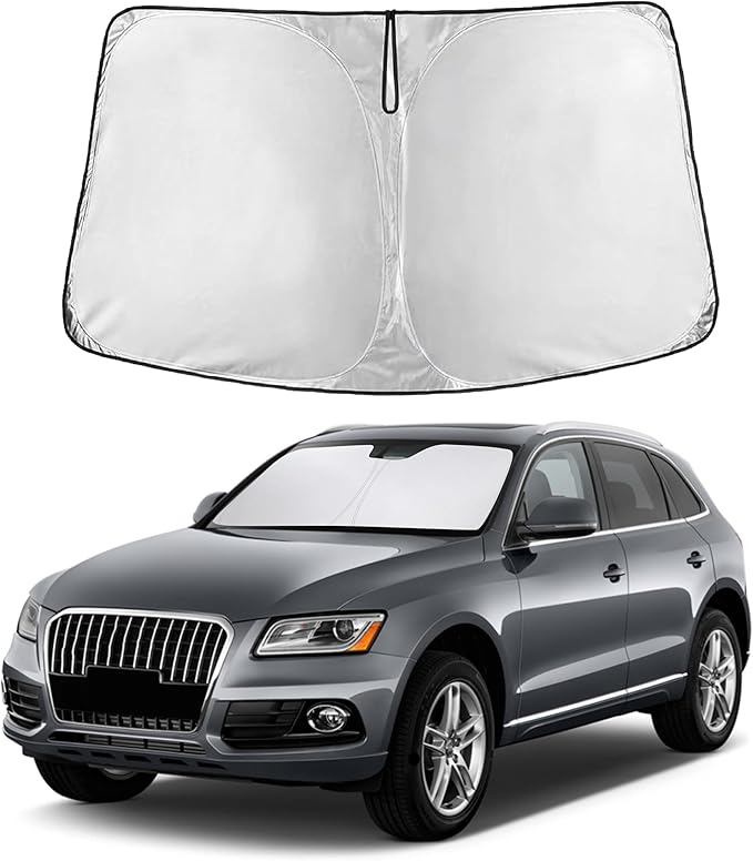 EcoNour Windshield Sun Shade Compatible for Audi Q5 2009-2017 Front Window Sunshade Foldable Sun Visor UV & Heat Blocking Protection